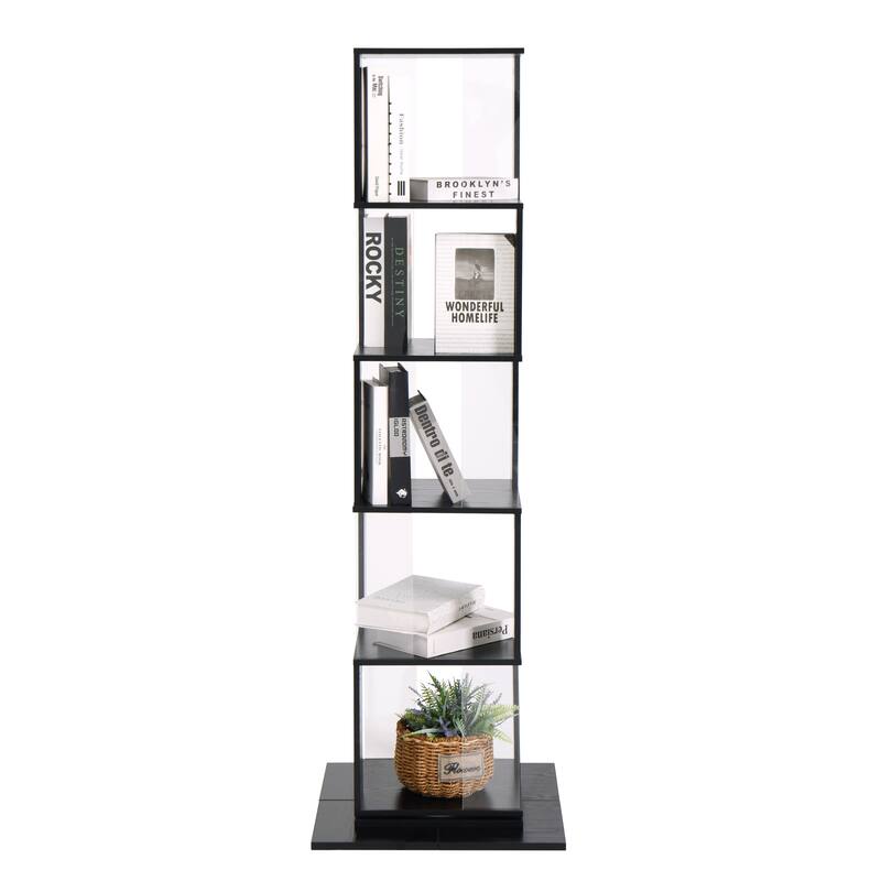 5 tier Rotating Bookshelf, Modern Floor Rack Simple Bookcase