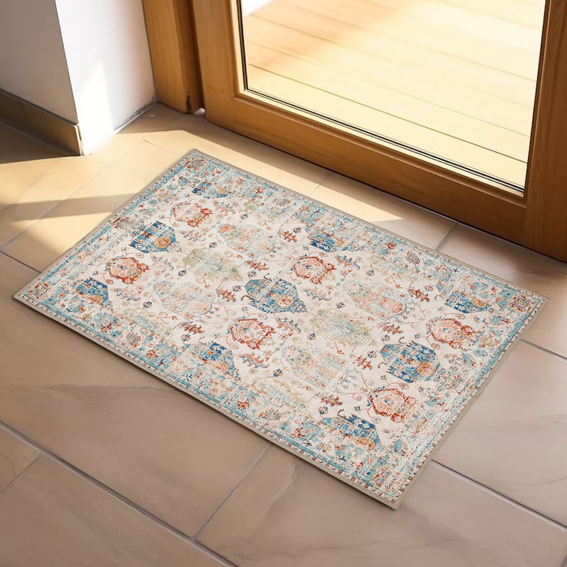 Washable Non-Slip Area Rug,Stain Resistant Low-Pile Carpet,2X3 - 2' x 3' Oval