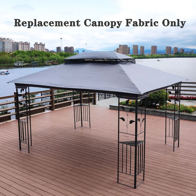 13x10 Ft Patio Double Roof Gazebo Replacement Canopy, Gray