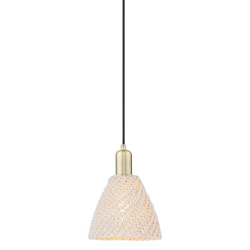 Innovations Lighting 716-1P-10-8 Natural Ballston Dome Pendant Natural - Antique Brass / Natural