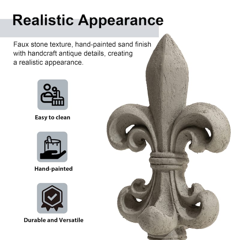 Glitzhome MGO French Holiness Fleur De Lis LYS Garden Statue Coastal Sculpture Indoor Outdoor