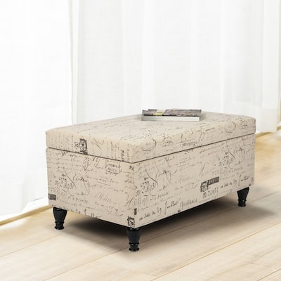 Adeco French Storage Ottoman Footstool Bench with Lift Top