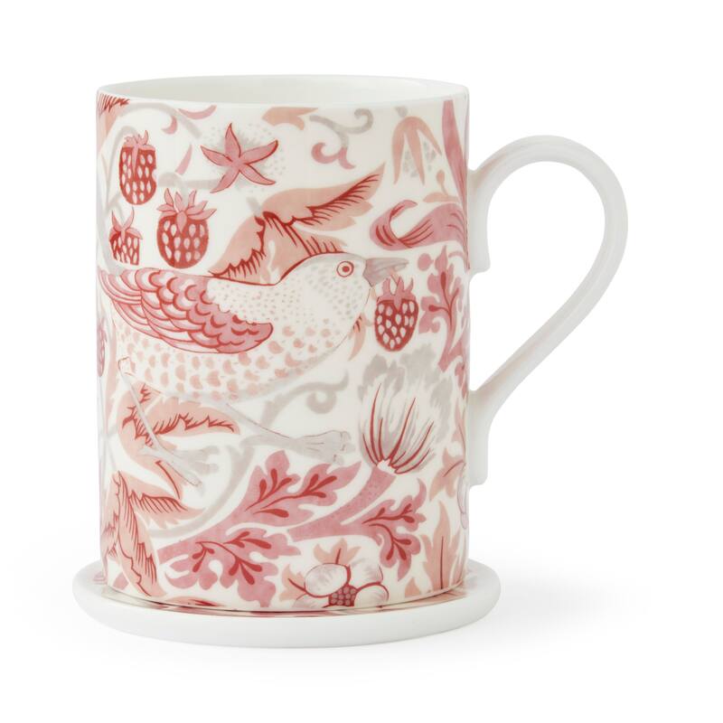Portmeirion Morris & Co Mug & Coaster Set, Madder - 12oz mug