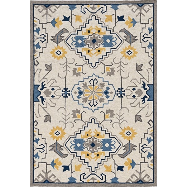 5'X8' Ivory Hand Woven Uv Treated Traditional Indoor Outdoor Area Rug