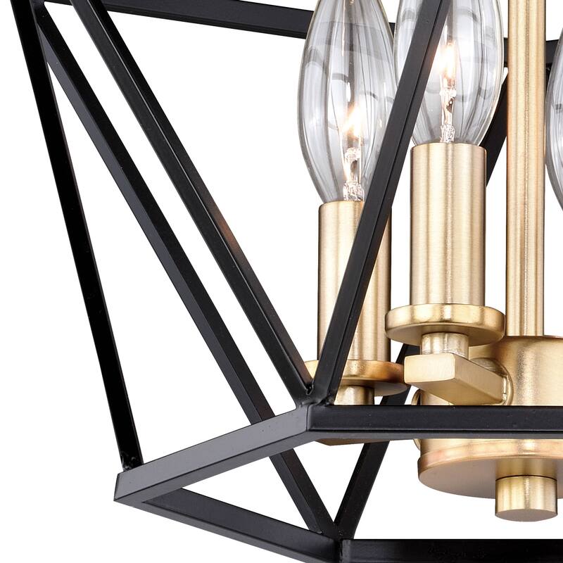 Turin 14.5-in W Bronze Gold Geometric Cage Candle Semi Flush Mount Ceiling Light - 14.5-in W x 11.75-in H x 14.5-in D