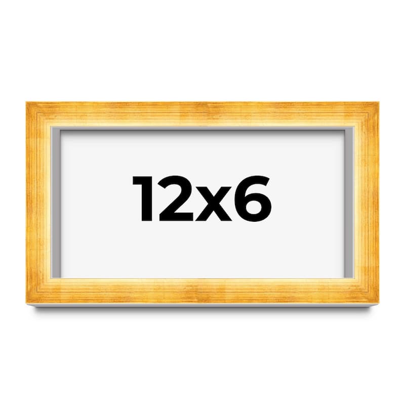 12x6 Shadow Box Frame Gold | 1.625 Inches Deep Real Wood Traditional