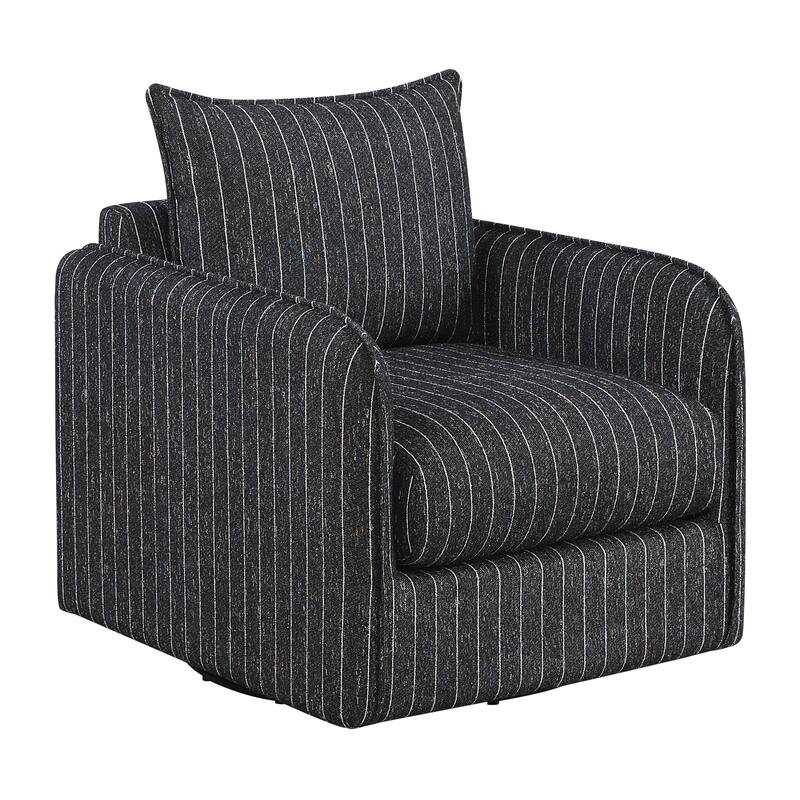 Calmette 31.5" Textured Fabric Swivel Chair with 360-Degree Motion - Black and White Stripe