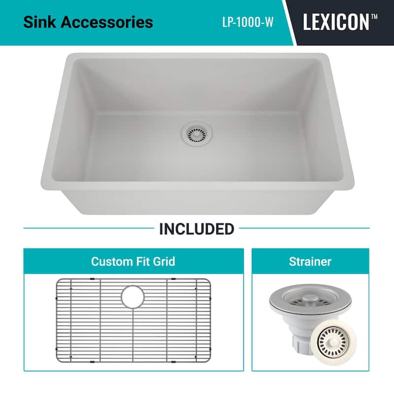 Lexicon Drop-In Quartz 32 Inch Single Bowl Kitchen Sink Kit