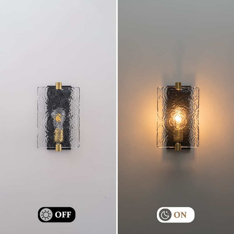 Hammered Glass Wall Sconce Modern Industrial Accent Light