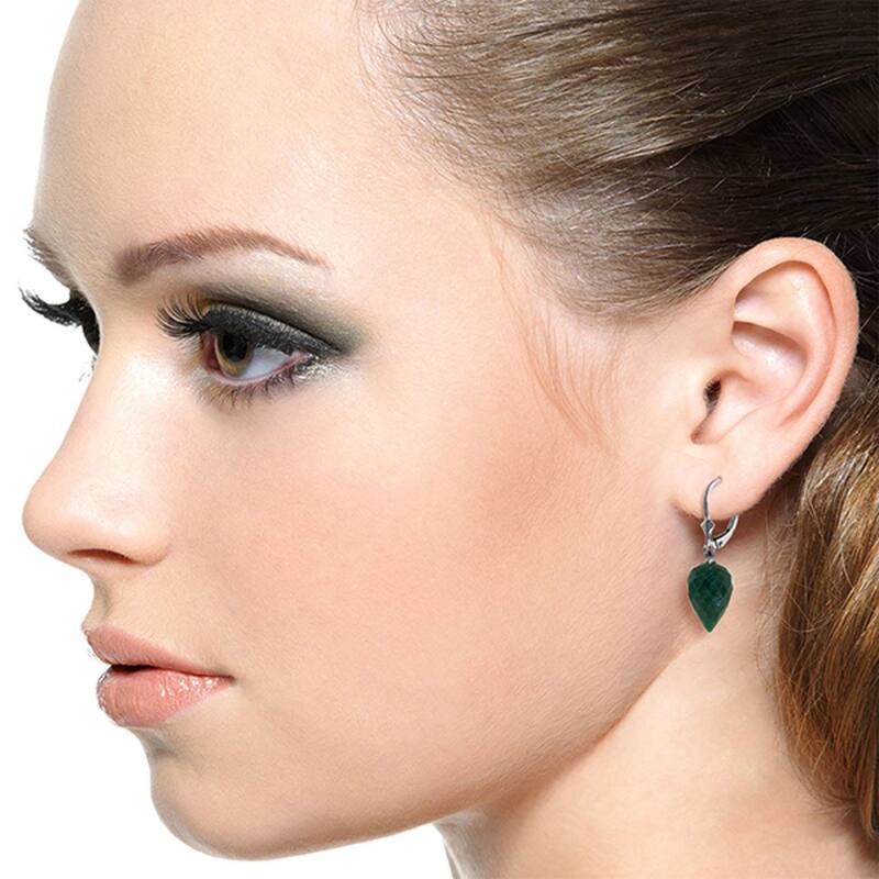 25.7 Carat 14K Solid Gold Drop Briolette Emerald Gemstone Earrings