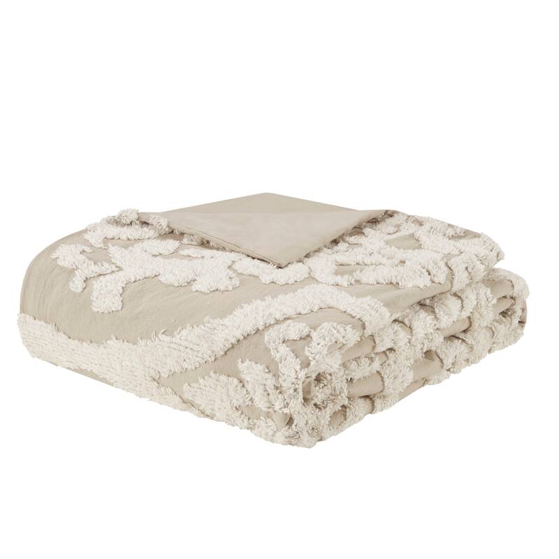 Madison Park Aeriela Tufted Cotton Chenille Damask Duvet Cover Set