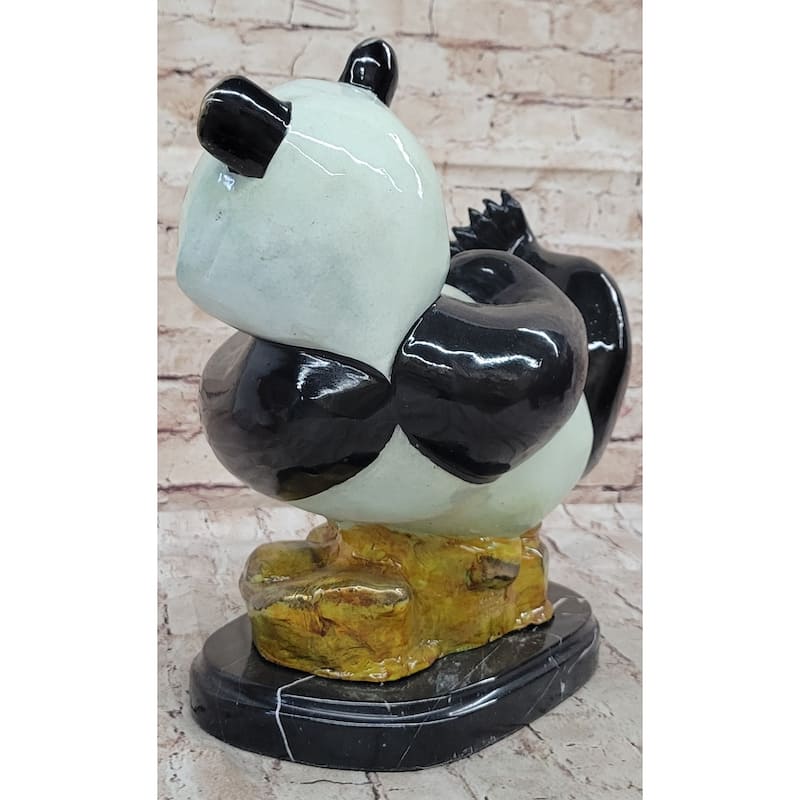 Signed Numbered Colorful Bronze Lazy Chinese Panda Wildlife Creature Bronze Sculpture