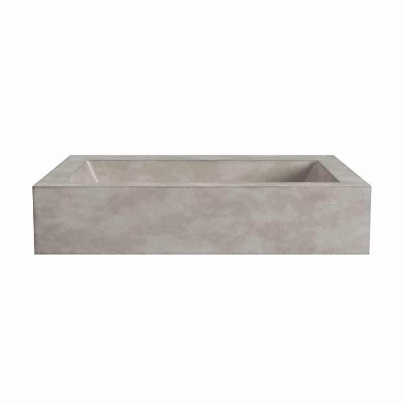 Natoma 24" Wall-Mounted Concrete Rectangular Bathroom Sink - Single Faucet Hole