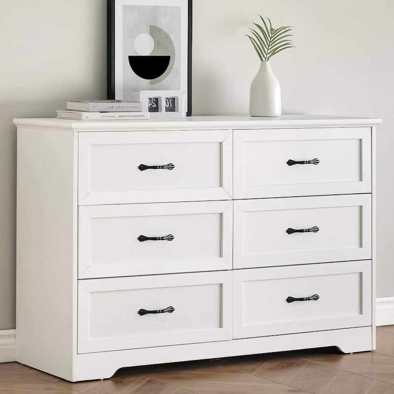 Large Capacity 6 Drawers Dresser, Cabinet for Bedroom - White