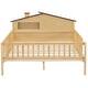 preview thumbnail 12 of 12, Full Size Wood Kids Platform Bed with House-Shaped Headboard, Built-in LED Light, Guardrails Storage for Bedroom, Natural
