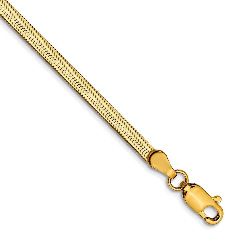 Curata 10k Yellow Gold Unisex 7" or 8" Flexible Silky Herringbone Chain Bracelet - 2.5mm 3mm 4mm 5mm - 7 Inch - 2.5 mm