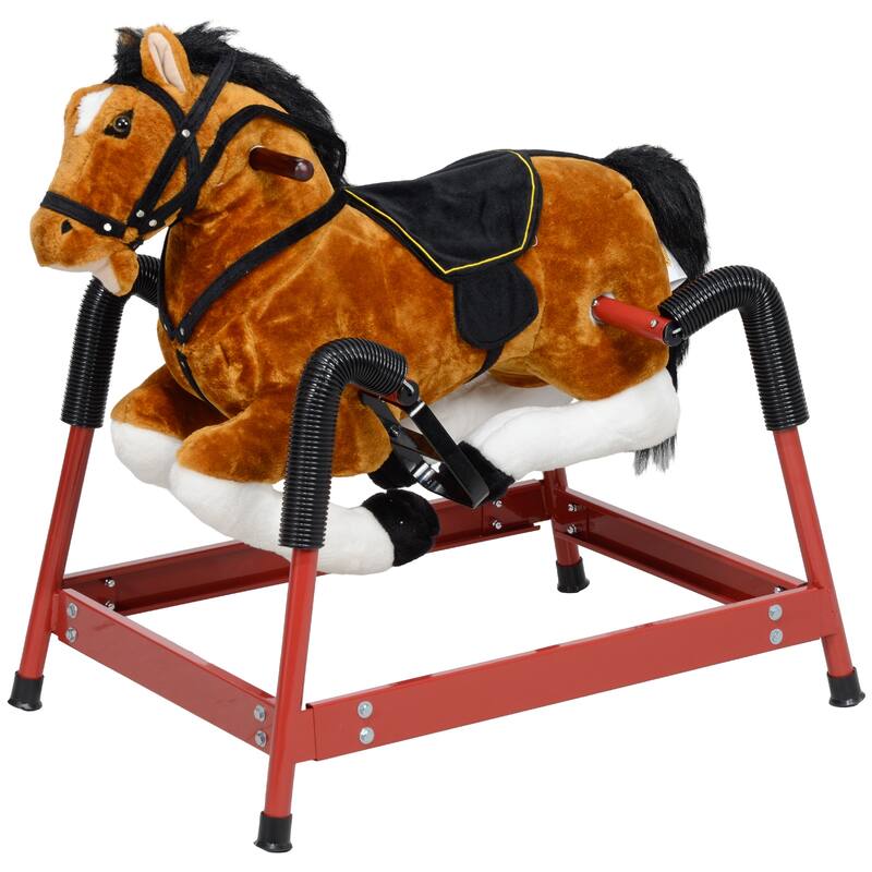 Interactive Rocking Horse for Kids with Neighing Sounds, Handles, and Stable Steel Frame for Toddlers