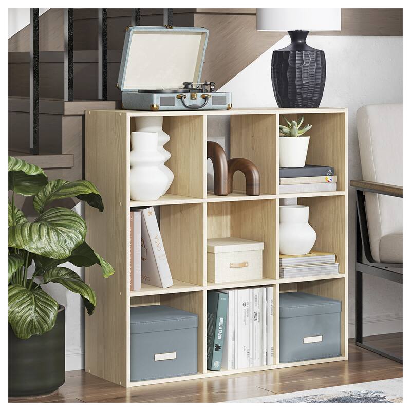 Signature Design by Ashley Piperton Brown 9 Cube Organizer - 35" W x 12" D x 35" H - 35" W x 12" D x 35" H - Brown