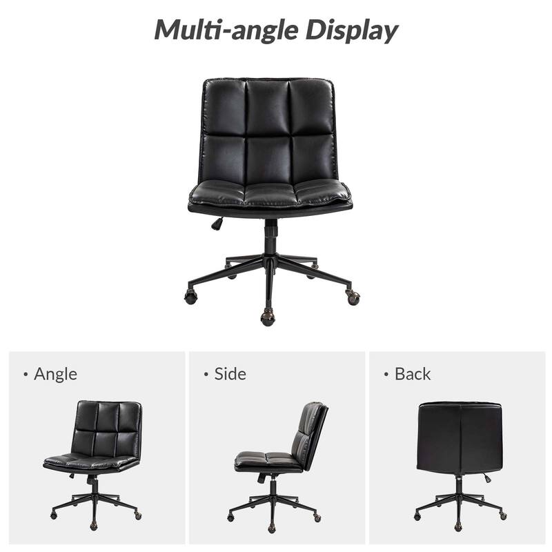 Judy Mid-century Modern Oversize Faux Leather Swivel Tilting Task Office Chair By HULALAHOME
