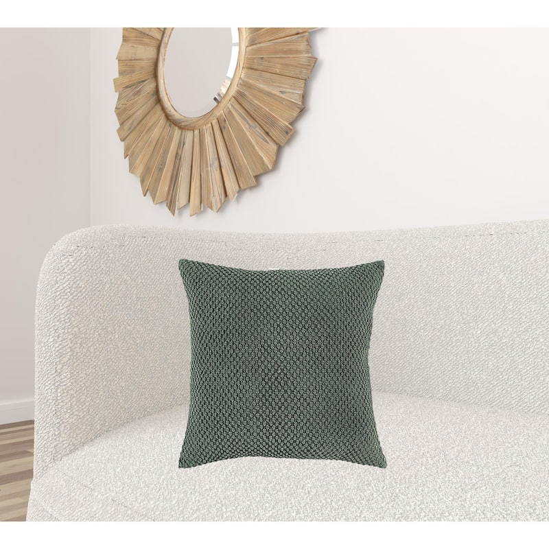 Olive Green Nubby Textured Modern Throw Pillow