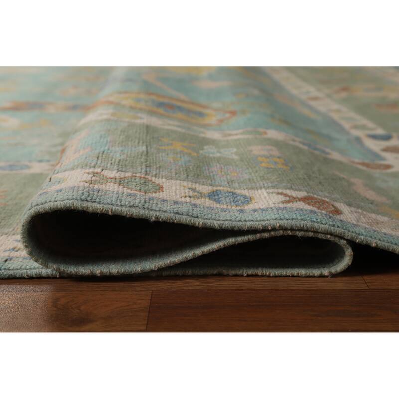 Hand Knotted Oriental 100% Wool Carpet Transitional All-Over Navy Blue & Blues Oushak Area Rug - 10' 0'' X 8' 4''