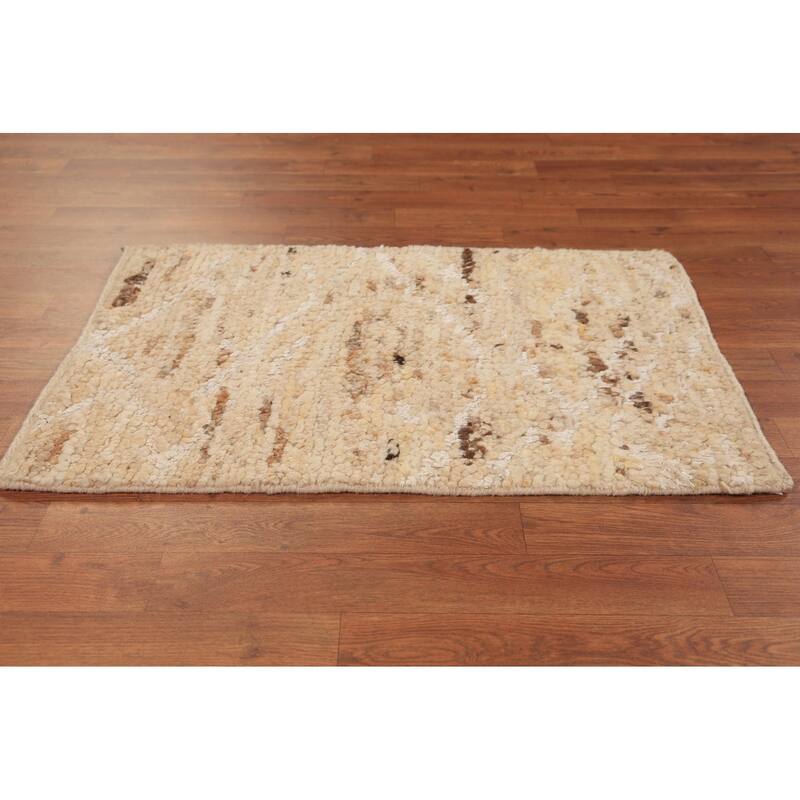 Abstract Moroccan Indian Foyer Rug Hand-Knotted Wool Carpet - 2'0"x 3'0"