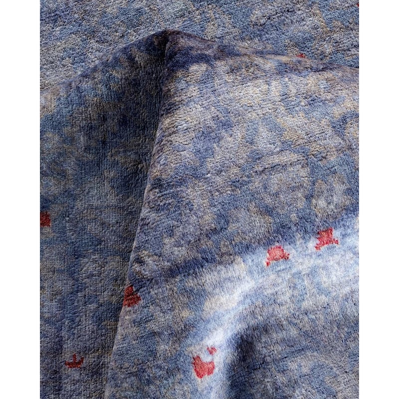 Overton Hand Knotted Wool Vintage Inspired Modern Contemporary Overdyed Purple Area Rug - 4' 2" x 6' 5"