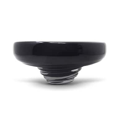 10.75"D Glass Centerpiece Bowl with Black Strokes
