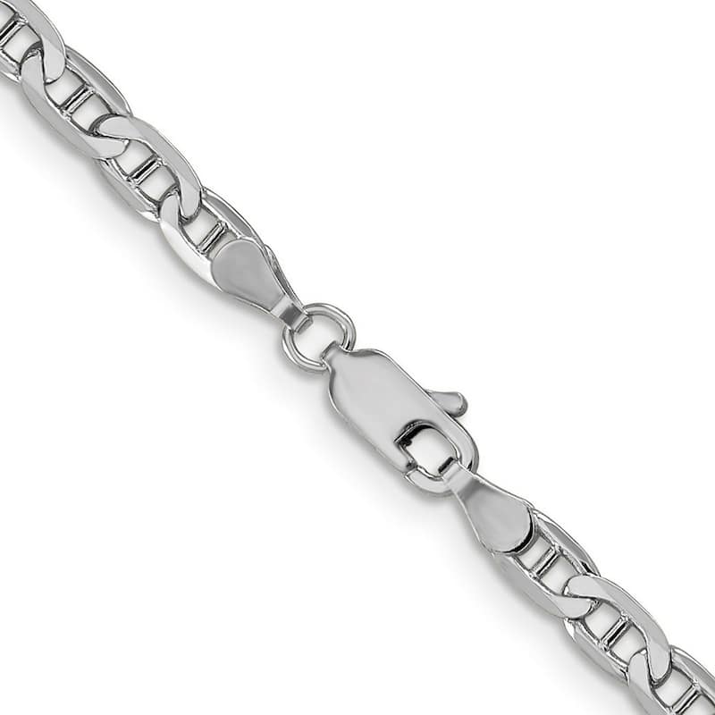 Curata 14k White Gold Solid Polished 3.75mm Concave Mariner Anchor Chain Bracelet