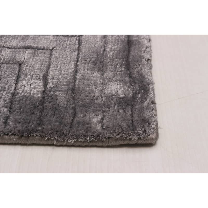 ECARPETGALLERY Hand Loomed Kashkuli Gabbeh Grey Viscose Rug - 5'7 x 7'10
