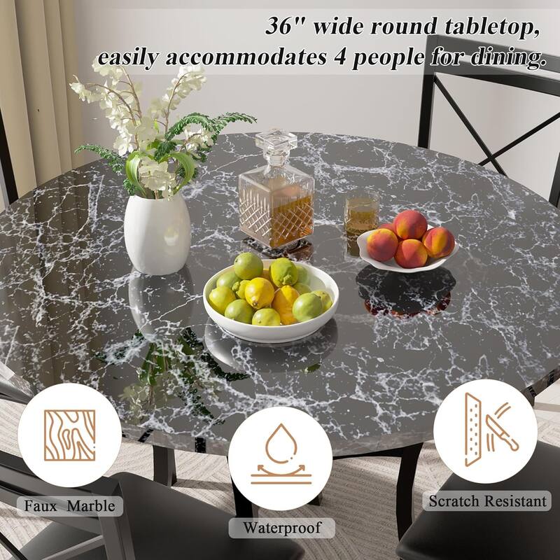 VECELO Round Dining Table and Chairs Sets, 4 Colors Dining Table Set