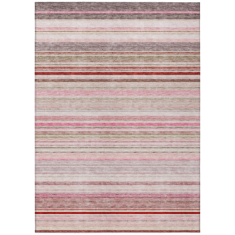 Machine Washable Indoor/ Outdoor Ombre Stripes Chantille Rug