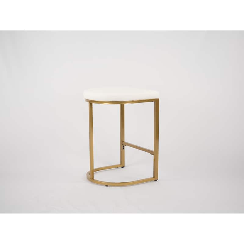 Set of 2 KD Bar Stools, PU Seat with Fully Assembled Iron Frame, for Kitchen & Living Room