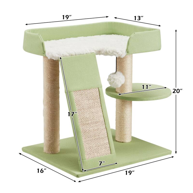 EROMMY Cat Tree – Multi-Level Cat Tower with Sisal Scratching Posts & Swing Ball, Modern Cat Furniture for Indoor Cats