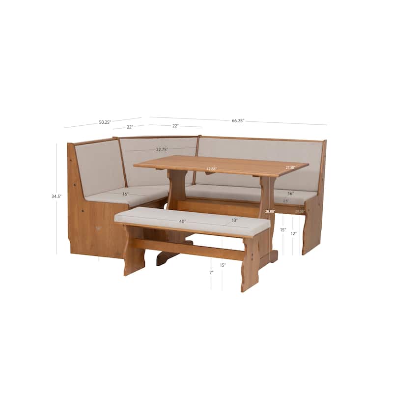 Hannah Breakfast Nook 3-piece Dining Set