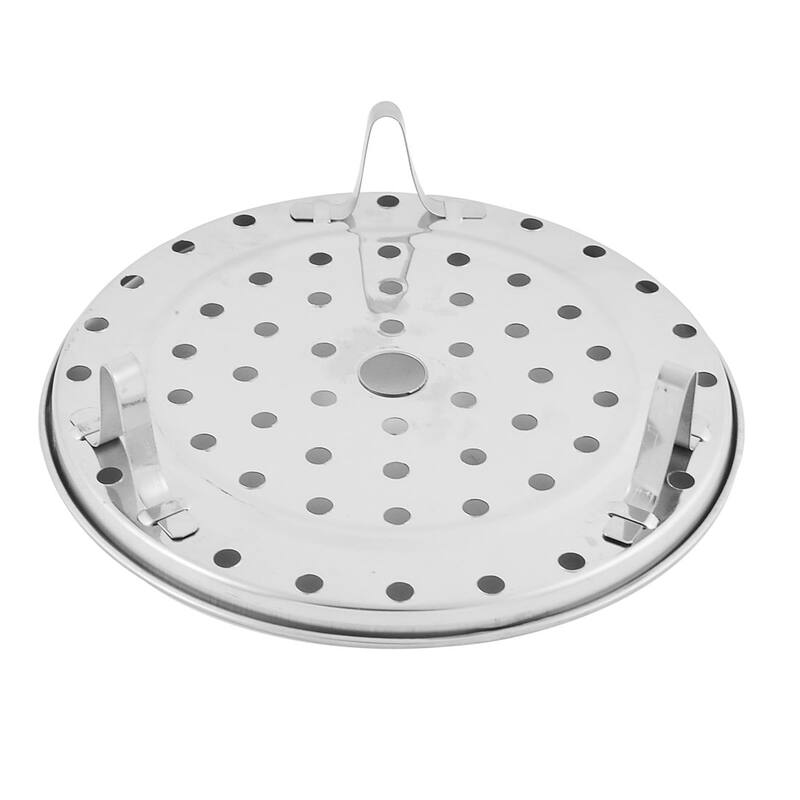 Stainless Steel Round Cooking Food Steamer Rack Plate Silver Tone 195mm Dia 2pcs - Silver Tone