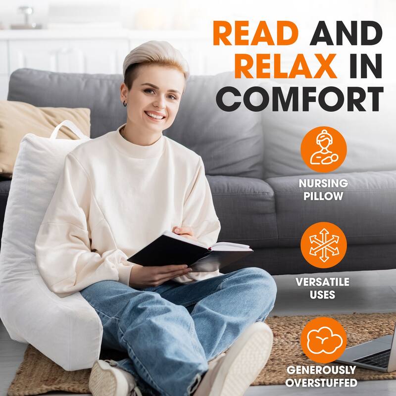 Cheer Collection Backrest Reading TV and Gaming Pillow with Armrest