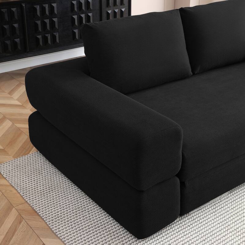 Multi-Functional Folding Sofa Bed Convertible Floor Sofa Couch Black Lounge Sofa Sleeper Sofa Couch with Pillows