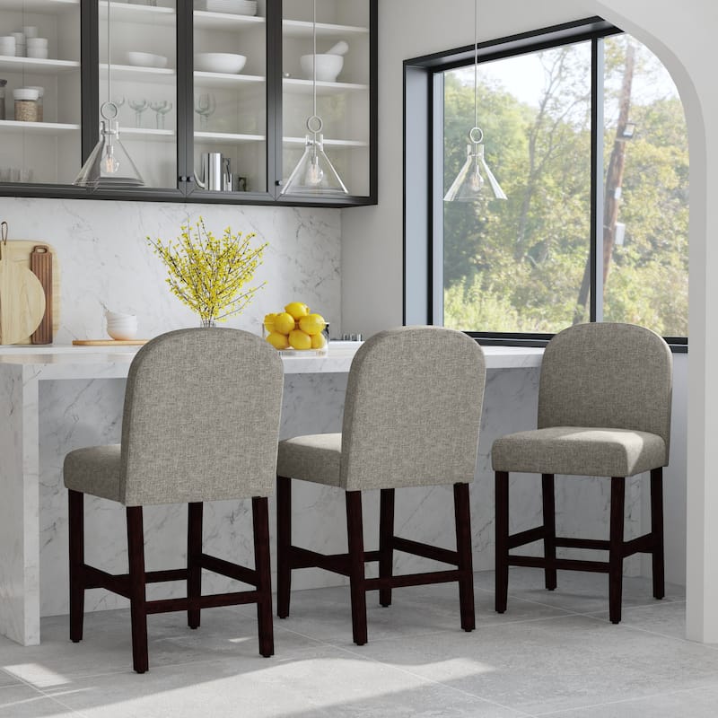 HomePop Rounded back Upholstered Counter stool-Gray Woven - Gray Woven