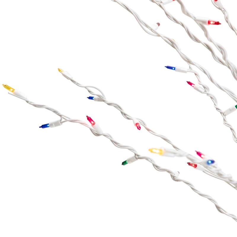 4' White Christmas Cascade Twig Tree Outdoor Decor - Multi Lights