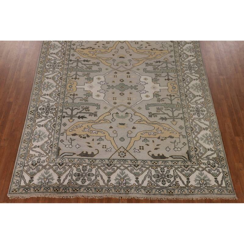 Al-Over Oushak Indian Area Rug Handmade Wool Carpet - 8'0"x 9'9"