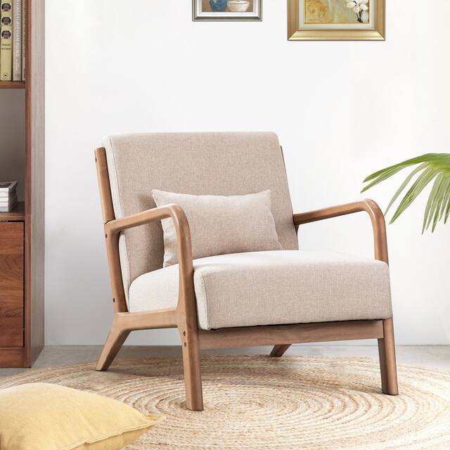 Aston Modern Solid wood Accent Chair - One-person position - Beige