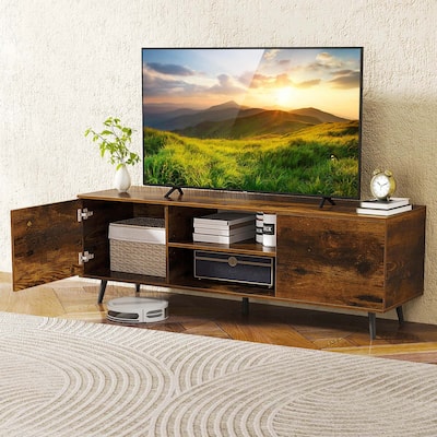 Modern TV Stand Entertainment Center w/ Power Outlet for TV up to 60''