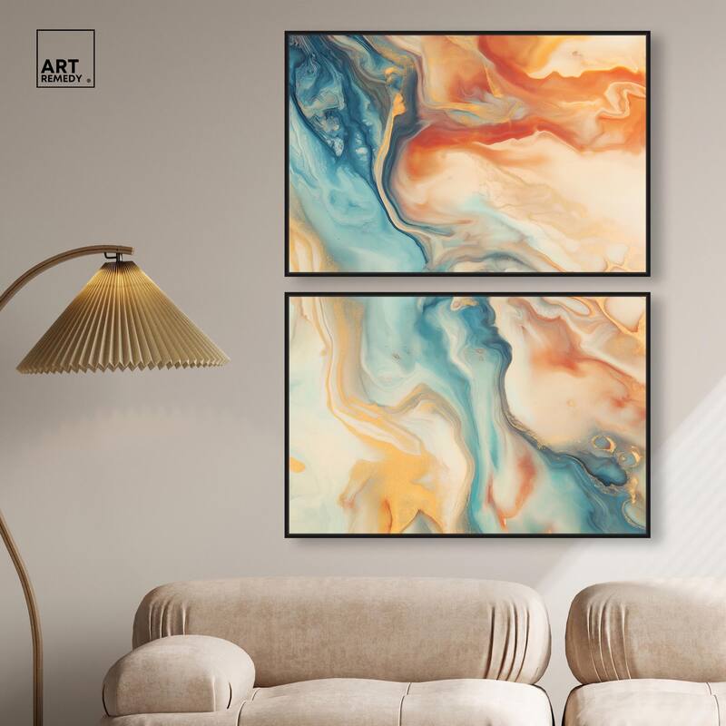 Marbled Sunrise II Canvas Set of 2 by Art Remedy