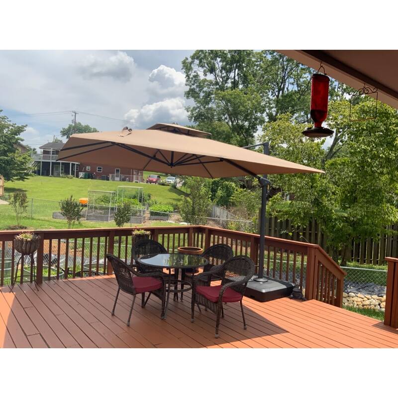 PURPLE LEAF Extra Large Premium Patio Cantilever Umbrella with 360-degree Rotation Big Size