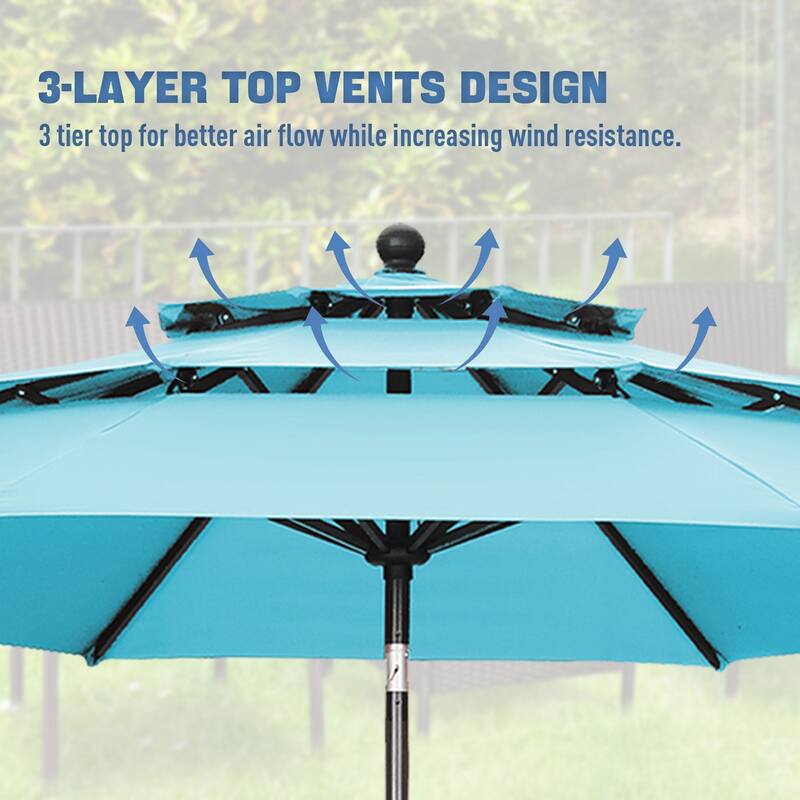 Autlaycil 10FT 3-tier Tilting Patio Umbrella With Base