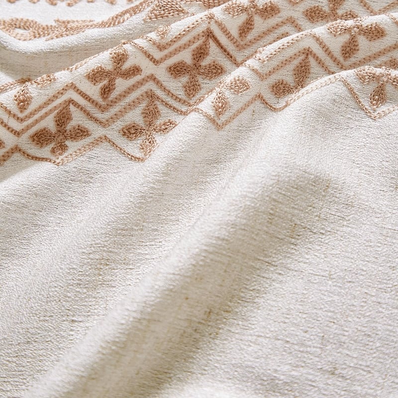 Vintage Farmhouse Curtains Boho Embroidered, 2 Panels
