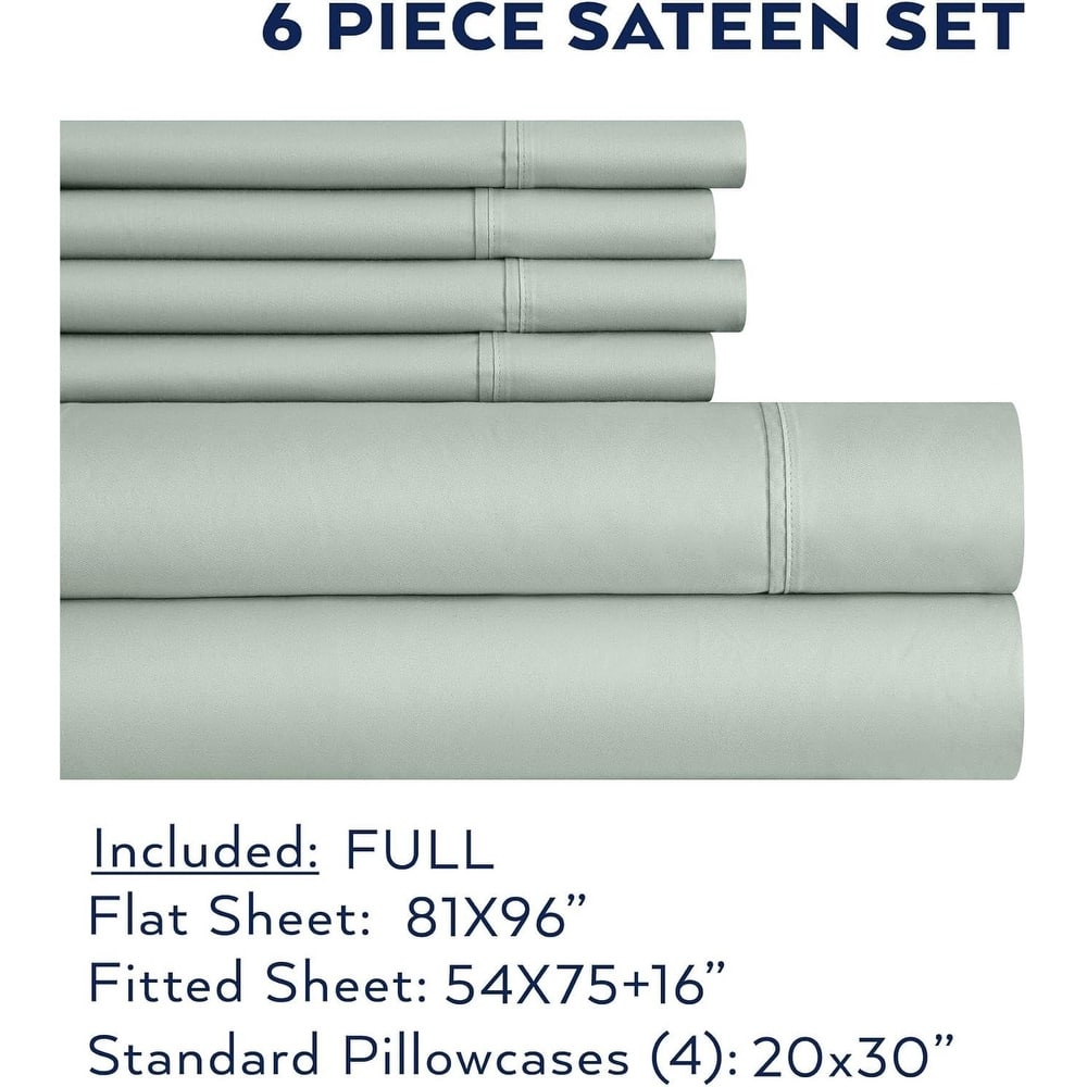 Thomasville 1500 Thread Count Green 6 Piece Premium Cotton Rich Sateen Sheet Set