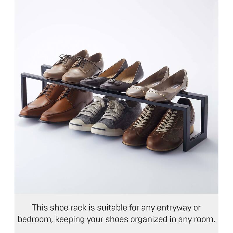 Yamazaki Home Expandable Shoe Rack - Two Sizes, Steel, Single, Holds 4 to 8 shoes, Expandable