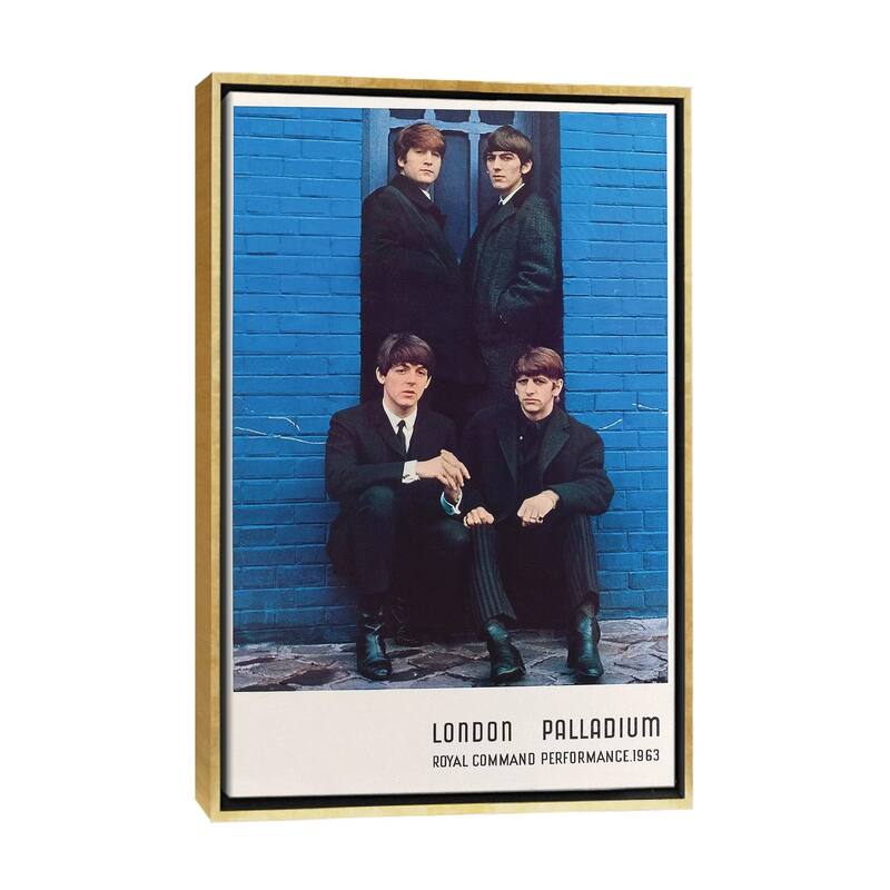 iCanvas "The Beatles 1963 Royal Command Performance Promotional Poster" by Radio Days Framed Canvas Print - Gold - 40x26